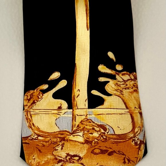 MERGE LEFT MEN'S NECKTIE 100% SILK...SHOWS A BOTTLE POURING ALCOHOL INTO A GLASS - Picture 5 of 12